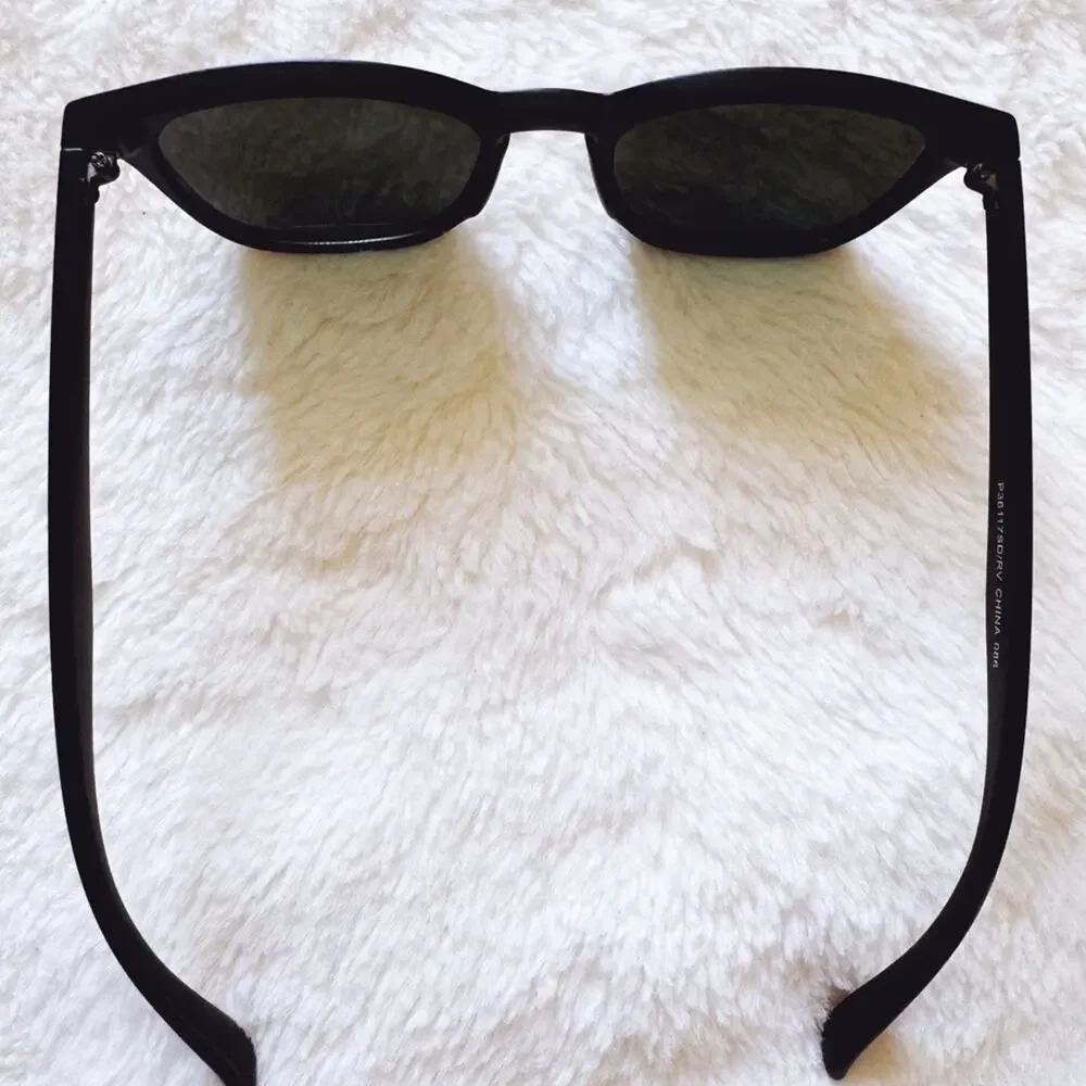 Milo Black W/ Green Lenses Oversized Oval Horn Rims Sunglasses